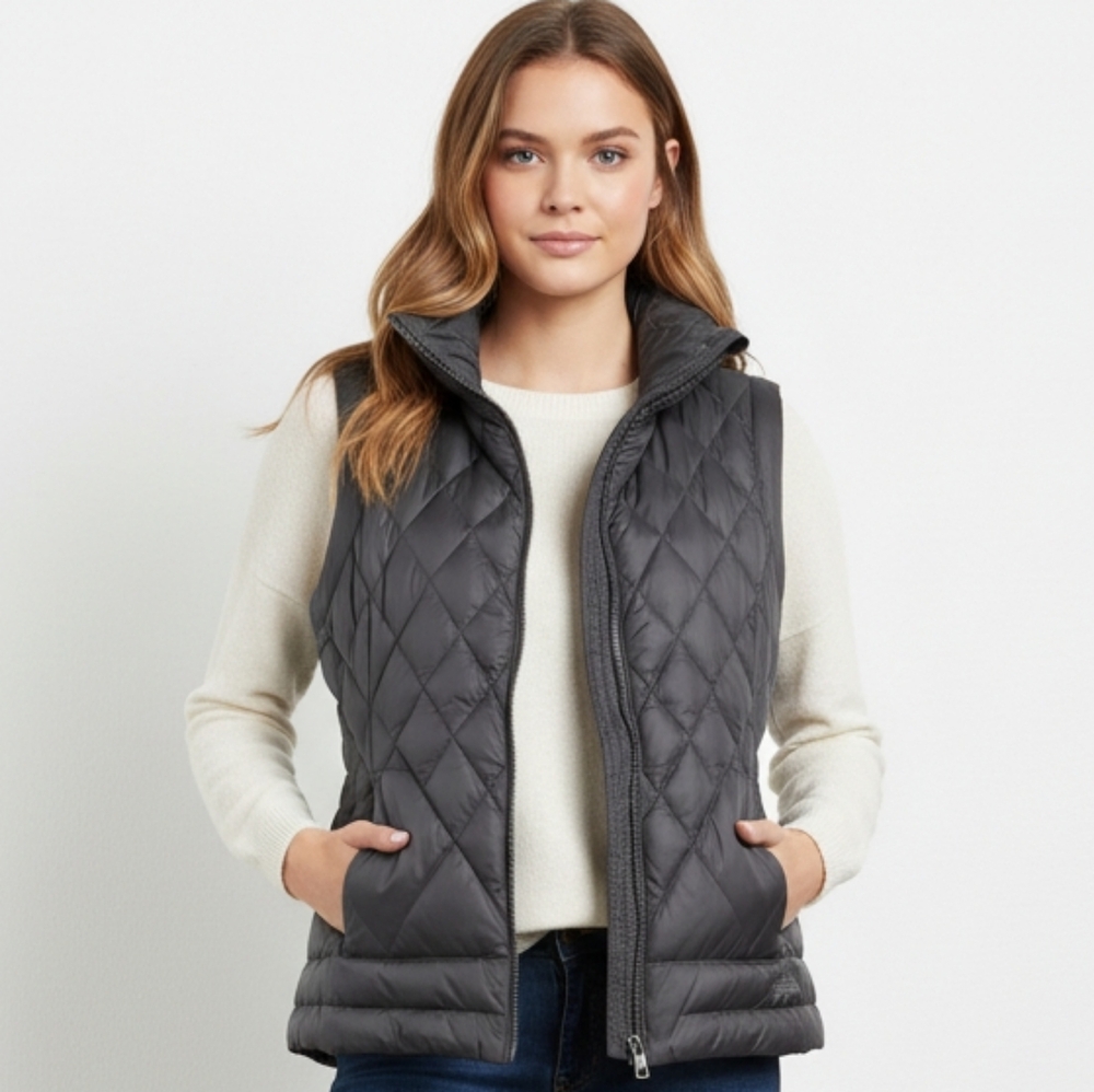 Women's Gray Quilted Vest
